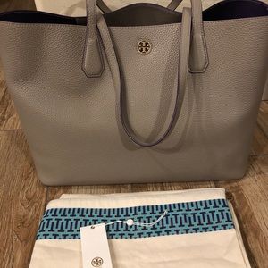 Tory Burch Perry Tote Leather Gray